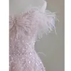 Abiti da festa Eleganti spalla spalla Abito da accordo da percorso da percorso Donne Feather Feather Long Porm Dreses High School Laurea