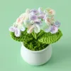 Decorative Flowers Artificial Potted Handmade Gradient Forget Me Not Mini For Home Car Decoration Knitting Crochet Women