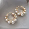 Boucles d'oreilles cerceaux French Luxury Luxury Elegant Imitation Pearl Copper pour les femmes Fonctionnelles et Sweet Girls L'idée cadeau