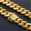 Hurtownia 10 mm 22 mm Solid Cuban Choker Hip Hip Miami Link Chain Mens 14K 18K Real Gold Plated