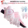 Rękawiczki ttygj 1 para kobiet pu skórzane rękawiczki golfowe Ladies Oddychające granulki przeciwdziałające rękawiczki Kobiety w lewo i prawe rękawice golfowe