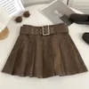 Faldas 2024 moda coreana con cinturón mini niña uniforme escolar de alta cintura uniforme A-línea corta primavera verano falda plisada mujeres