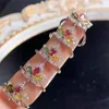 Link Bracelets S925 자연 투르 말레 링 오픈 조절 식 패션 치유 레이키 매력 보석 여성 선물 1pcs