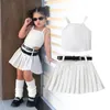 Kleidungsstücke Sets Little Child Girls Solid Color Falten Rock Sommeranzug Kleinkind T -Shirt 5t