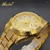 Polshorloges grote wijzerplaat horloge mannen gouden luxe diamant premium man hiphop stijlvolle kalender waterbestendige handklok mannelijke hoge kwaliteit