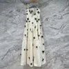 European fashion brand White linen butterfly embellished slip dress