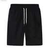 Short masculin pour hommes Sports Pocket Solid Trawstring Board Dry Beach Shorts Summer Summer Sight Risered Loose H240424