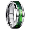 Groupes mode 8 mm titanium en acier inoxydable anneaux pour les hommes femmes à haute incrustation de coquille verte hommes promessent les anneaux de mariage bijoux de fête