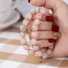 Kralen Harajuku Cherry Blossom Flower Bracelet for Women Fashion Elegant Sakura Crystal Glass kralen Bracelet Girl Party Sieraden Geschenk 240423