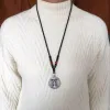 Necklaces Real S925 Silver Carved Hollowed Threefaced Buddha Necklaces Pendant for Men Women Male Thai Silver Retro Round Trendy Jewelriy