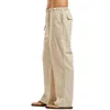 Pantaloni di lino di moda pantaloni a più tasche pantaloni casual estate in cotone traspirante in cotone streetwear maschio primaverili premi 240420 240420