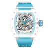 Montres-bracelets Haofa Crystal Metchs Mechanical for Men Luxury Transparent imperméable Luminous Mens Squelette Automatic Squelette 2202