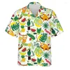 Camicie casual maschile per camicie per ananas stampato in 3D camicia hawaiana uomo modello di frutta tropicale estate aloha abbottini giù manica corta camicetta a manica corta
