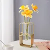 Vases 2024 Récipient hydroponique 2PCS / Set Style nordique Géométrique Fleur Vase Vase Star Forme Métal Filtre Verre Decoration Home