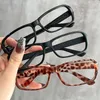 Lunettes de soleil Vintage Little Black Square Frame Lunets Y2K Leopard Print Sweet Cool Spicy Girl Premium Feel Cosplay POGRAS