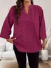 Femmes Plus taille imprimée à manches bouclées supérieures Vneck Casual Vneck Three Quirt Shirt 240412