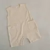 Jednoczęściowe letnie chłopcy dziewczyny romper 100% bawełniany solidne rękawe niemowlęce kombinezon Onepiece miękkie ubrania dla niemowląt