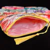 10pcs Coin Purses Chineses Silk Floral Printing Square Jewel Case Lining With Tassel Mix Color