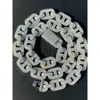 New Arrival 925 Silver Two Tone Baguette Diamond Custom Mens Mariner Link Chain 16mm 40ct Iced Out Cuban Chain