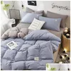 Bedding Sets Bedding Sets Home Textile Solid Color Duvet Er Pillow Case Bed Sheet Ab Side Quilt Boy Kid Teen Girl Linens Set King Quee Dhojs