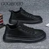 Casual Shoes Spring Autumn Male Black Leather Business Chef Single Mens icke-halkvattentäta män