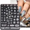 Art Hiver Christmas Nail Art Stamping Plaque Template Set Snowflake Elk Star Penguin Image d'arbre colorée Pochn