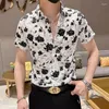Suisses de survêtement masculines Vêtements d'été bouton de remin-down fleur fleur à manches courtes T-shirt zipper solides de taille haute de taille pantalon