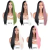 Perruques Half Black Half White Two Tone Cosplay Wig 28inch Long Straight Bicolor Wigs Hair Middle Parting For Women Daily Party Halloween