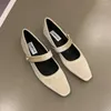 Scarpe casual 2024 Women Suede Flats Marie Janes Spring Loafers Fashion Square Toe Ballet Dance Elegant Zapatillas Mujer