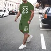 White Mens Summer Mesh Hiphop Basketball Tshirt 23 Men imprimé costume de loisirs Sportswear Streetwear Shorts Tops 2-Miece Set 240415