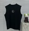 Designer mens sleeveless T-shirt round neck fashionable and trendy T-shirt letter printing casual sports loose cotton black white sleeveless mens T-shirt vest