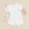 Ensembles de vêtements 0-18m Baby Girls Tenues d'été Summer Color Ruffles T-shirt à manches courtes sur les shorts élastiques