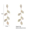 Crystal Long Leaf Drop Boucles d'oreilles pour les femmes Fashion Bohemian Wedding Vintage Gold Color Brincos Brinry 240422