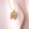 Choker Chunky Alphabet Bubble Inlaid Zircon A-Z初期名カスタム18Kゴールドメッパ化されたパーソナライズされたヒップホップペンダントネックレスギフト