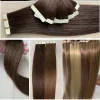 Verlängerungen Klebeband in 20/40pcs menschliches Haarverlängerungen natürliche echte Haarmaschinelle Remy auf Doppelklebebandkleber menschliches Haarverlängerungen