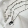Colliers pendants Sindlan 2pcs Punk Silver Color Chains Collier pour femmes Hip Hop Set Tai Chi Couple Emo Jewelry Colgantes Collar Hombre
