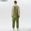 Pantaloni 2023 uomini salta in pelle sintonizzate in pelle solida senza maniche sciolte vaccano tasche streetwear tasche di moda maschio casual tute in incerun