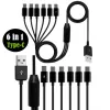 Acessórios 6 em 1 Micro USB/Tipo C Splitter Cable USB A 2,0 a 6 micro USB/tipo C Sincronizar o cabo de caracteres para comprimido de telefone