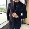 Men's Suits Double Breasted Slim Fit Suit Jacket Business Fashion Solid Color Corduroy Fabric Comfortable Dress Blazers