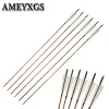 Arrow 6/12pcs Bamboo Arrow 5 polegadas Turquia Arco -e flecha OD: 8mm de arco composto composto Recurve arco de caça ao ar livre Acessórios de tiro