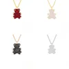 Designer sieraden vrouwen ketting diamant goud verguld, met doos, nieuwe 925 zilveren beren ketting 3d volledige diamant teddybeer hoogwaardige luxe ketting