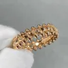 Классический дизайн Unisex Gold High Rivet Ring Rise Rose Diamond Bullet Head Head Personerized Rings с оригинальными кольцами Carrtiraa