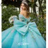 Монетный зеленый цвет с плеча с мячом платья Quinceanera платья приспособления для вечеринки на день рождения платья с бисером платья на выпускные выпускные