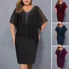Women Sheath Dress Irregular Asymmetric Plus Size Chiffon Lady Banquet Bodycon Garment 240420