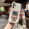 Cell Phone Cases Quicksand Astronaut Lanyard Plating Phone Holder Case For Samsung Galaxy Note 20 Ultra 20 20Plus 10 10Lite 10Pro 9 Pro 8 Cover 240423