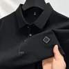 Polos masculinos de verão, marca de luva curta camisa de manga curta homens de bordado elegante com conforto casual gelo sentindo camiseta de lapela de seda de seda