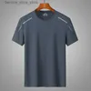 Camisetas masculinas de verão masculas camisetas camisetas camisetas de designer respirável secagem rápida cor sólida cenário esportivo redonda pescoço de pescoço de camiseta de seda de seda q240424