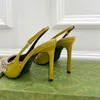 Slingbacks مضخات سلسلة الماس عالية الكعب الصنادل المصممة الشهيرة نساء رواية خمر الأحذية الفاخرة الصيف Espadrille Sandal Sheepesk Top Sender Cheels