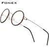 Lentes FONEX Titanium Ligy Glasses Frame Men Round Myopia Optical Mulheres Prescrição Ocula Prescrição 2021 Eyewear sem parafuso coreano 98636