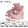 Sandals Child Orthopedic Sandals Princepard Girls Kids Corrective Shoes with High Back and Ankle Arch Support Shiny Pink Pairing 240423